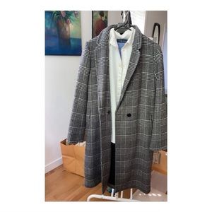 Aritzia Babaton Stedman Cashmere grey plaid coat